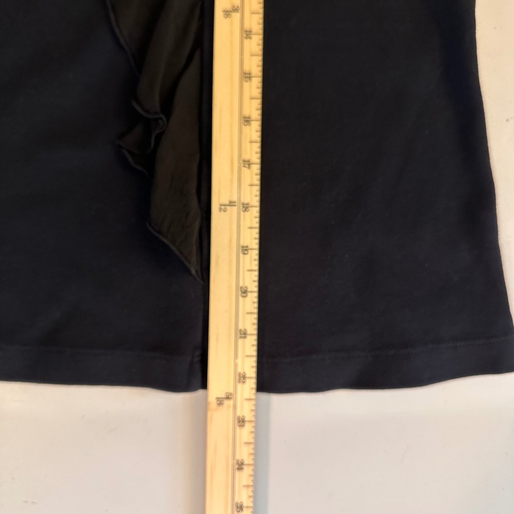 Barbara Lesser Fibers Black Ruffle V-Neck Cotton Top 3/4 Bell Sleeve Small - Picture 16 of 16